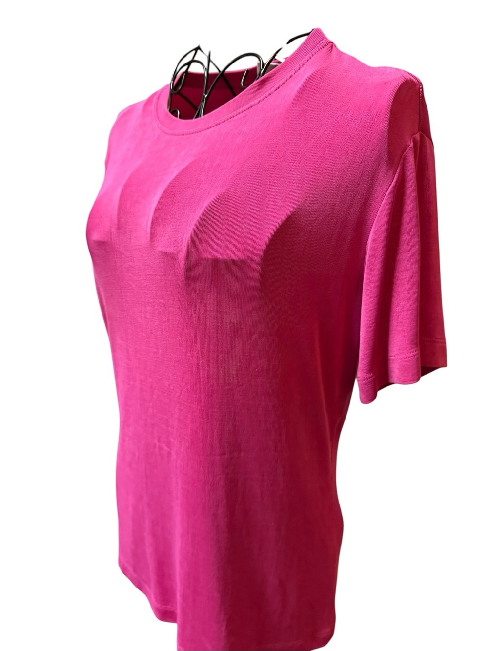 Chico's Short Sleeve Crew Neck Top - Bright Pink - Picture 4 of 6